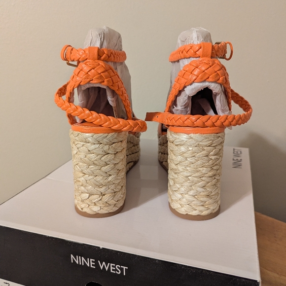 Nine West Keily Orange Espadrille Wedge Sandals - NWB! - Picture 4 of 14